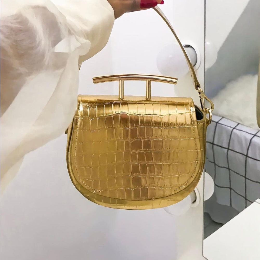 Zara metallic animal print oval crossbody bag - Picture 1 of 13